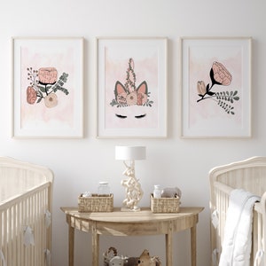 Unicorn Wall Art | Unicorn Print | Baby Girl Nursery Decor | Girly Wall Art | Unicorn Decor | Unicorn Nursery Prints