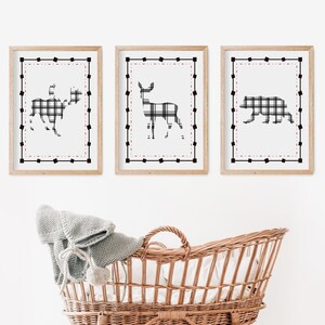 Woodland Nursery Decor | Printable Nursery Art | Baby Boy Nursery Printable | Plaid Nursery Art Prints