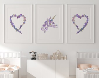 Unicorn Wall Art | Unicorn Print | Baby Girl Nursery Decor | Girly Wall Art | Unicorn Decor | Unicorn Nursery Prints