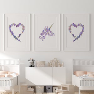 Unicorn Wall Art | Unicorn Print | Baby Girl Nursery Decor | Girly Wall Art | Unicorn Decor | Unicorn Nursery Prints