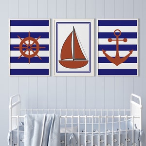 Nautical Nursery Decor | Anchor Art Print | Kids Bathroom Decor | Beach House Decor |  Ocean Nursery | Sailboat Wall Decor | Nautical Decor