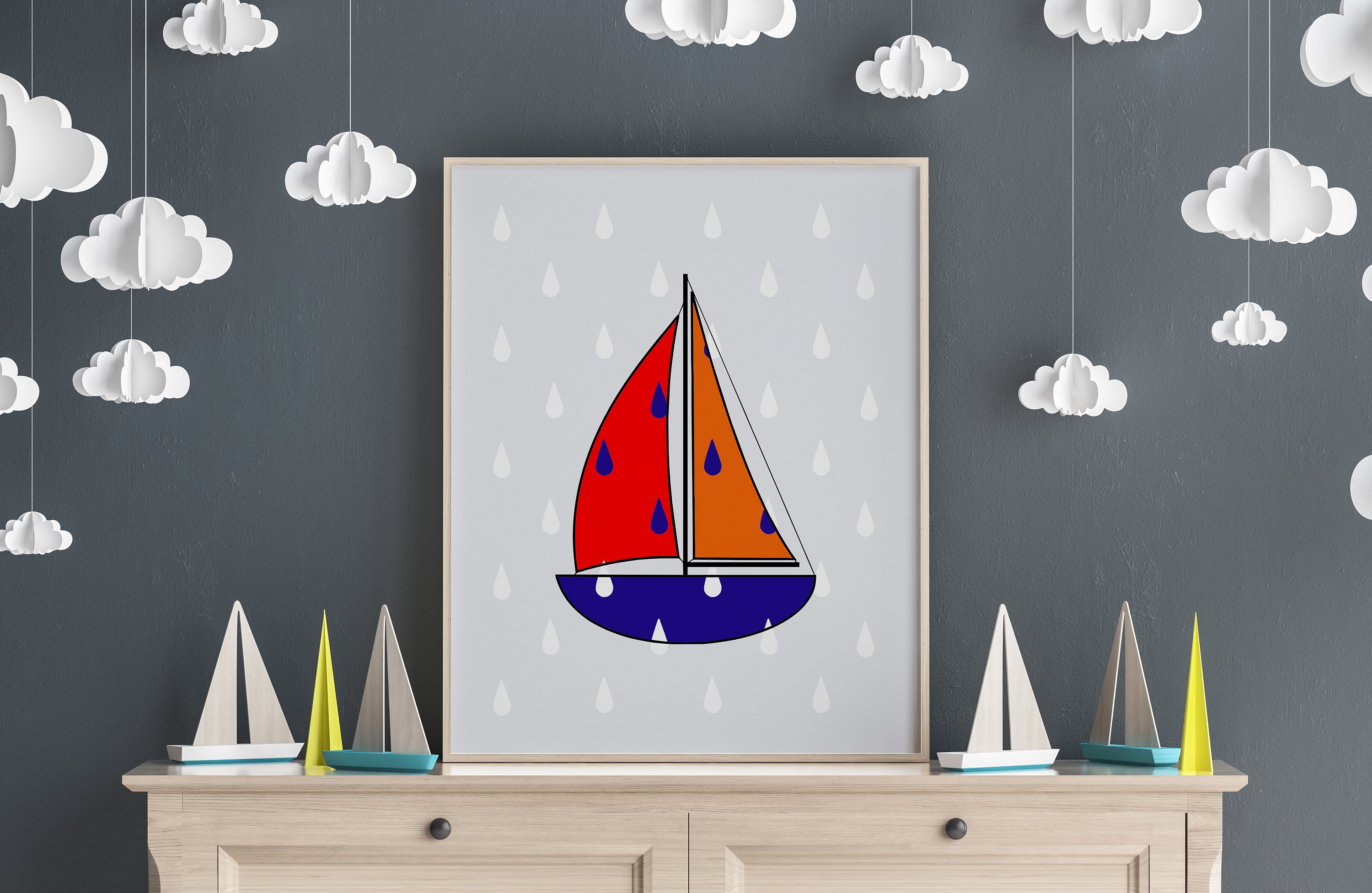 Nautical Nursery Decor | Anchor Art Print | Kids Bathroom Decor | Ocean ...