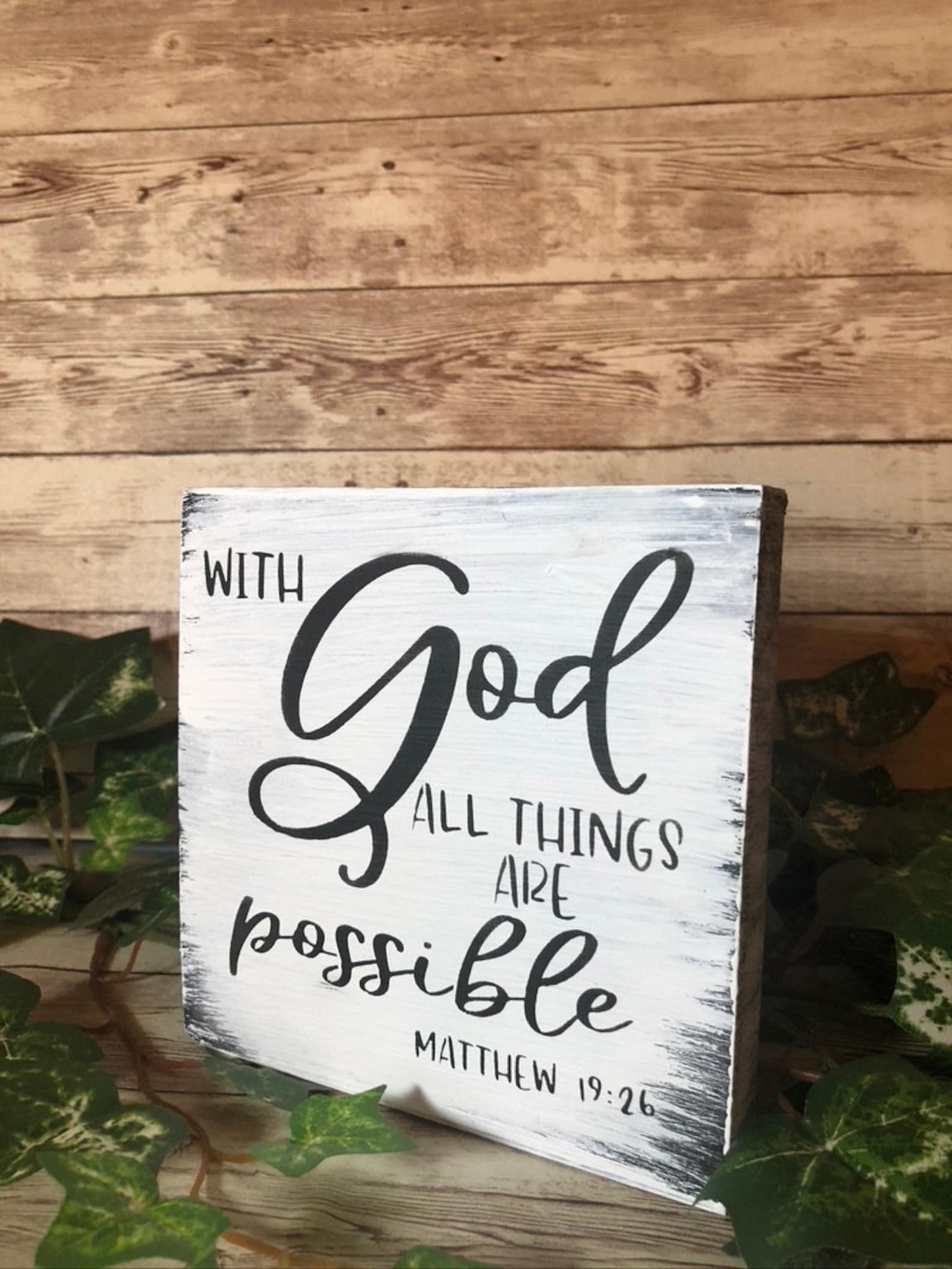 Bible Verse Sign With God All Things are Possible Wood Sign | Etsy