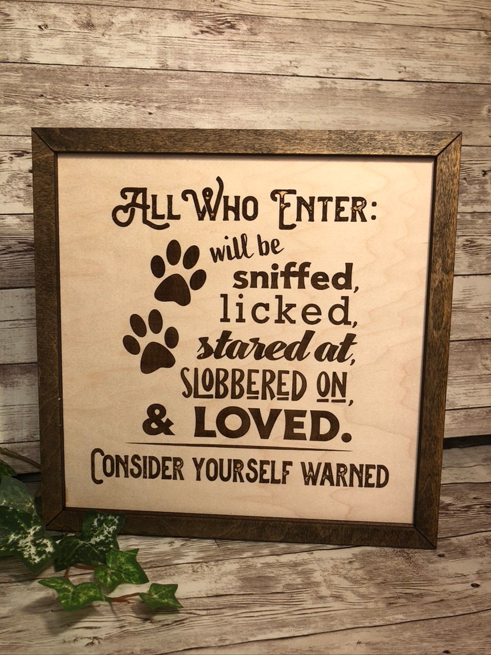 Funny Dog Sign for a Home Wood Framed Pet Sign Handmade Etsy