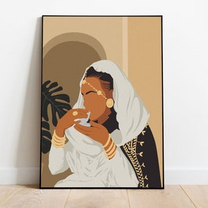 Eritrean Woman, Black Art,African Art, Digital Art, Eritrean Art, Eritrean Poster, Canvas Painting, Woman Illustration,