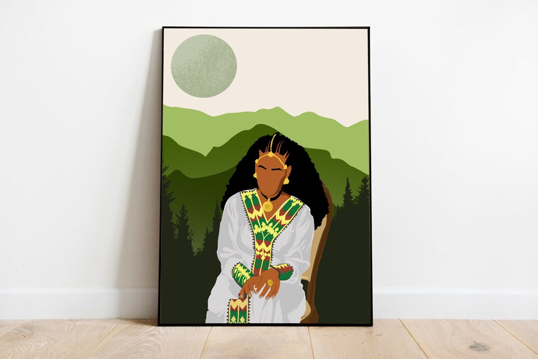 Ethiopian Women Art, Ethiopian Art Print, Canvas Art Print, Black Print Art, Ethiopian Art Print