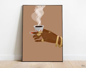 Digital Art, Eritrean Coffee, Eritrean Art, Eritrean Jebena Print, African Art, Black Wall Art, Printable Art, Poster Print