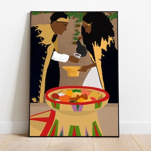Digital Art Print, Black Couple Wall Art, Afro Art, Eritrean Wedding, Eritrean Married Couple, Art Poster Printable Wall Art