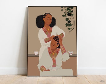 African Art, African Women, Eritrean Woman Art, Eritrean Women, Black Wall Art, Canvas Print, Poster Print