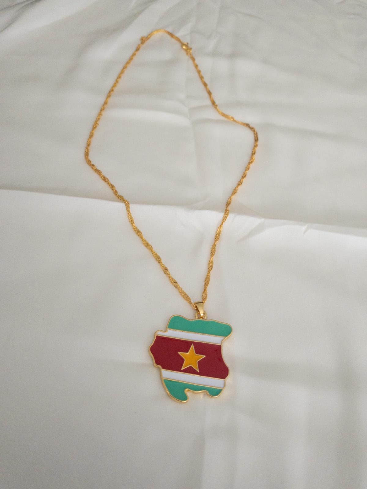 Custom Suriname Card NecklaceGold Plated Suriname Flag Custom Etsy
