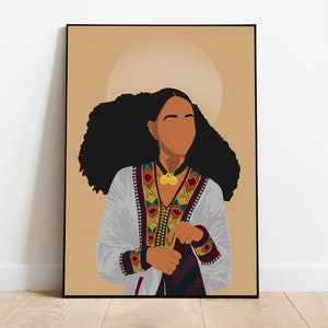 Ethiopian Woman, African Art, Ethiopian Art, Eritrean Art, Ethiopia Poster, Black Print, Fashion Print, Poster Print