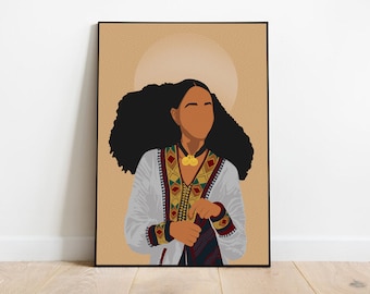 Ethiopian Woman, African Art, Ethiopian Art, Eritrean Art, Ethiopia Poster, Black Print, Fashion Print, Poster Print