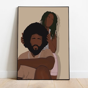 African American Couple, Black Couple Wall Art, African Wall Art, Black Man Art, Black Art Print, Afro Art, Modern Art,
