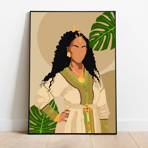 Digital Eritrea girl Art, Eritrea art, Digital Art, Eritrea Woman , canvas Painting, woman Illustration