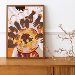 Eritrean women, Eritrean women and their tradition, Injera food, traditional food and cultural heritage, poster print.