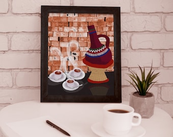 JEBENA DIGITAL ART  - Eritrean Jebena Print, Jeben Print Art Poster, Eritrean Art Print, Canva Art Print, Wall Decor Art, Jebena Print Art