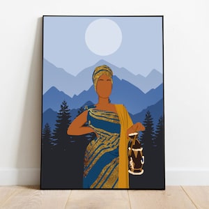Arte tradicional somalí, Impresión de mujer somalí, Cartel somalí, Cartel africano, Arte moderno, Impresión de carteles