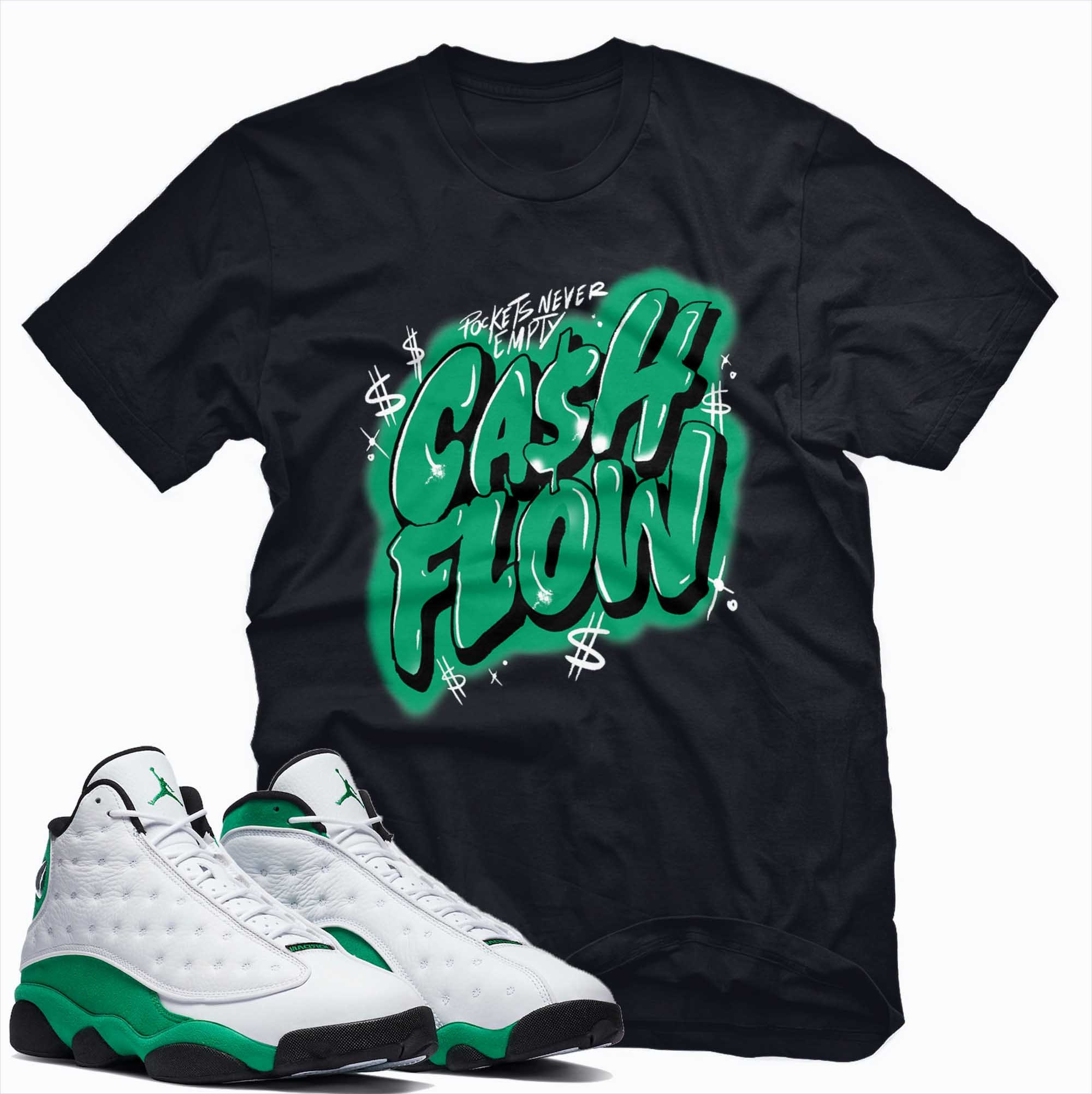 green and white jordan 13 shirt