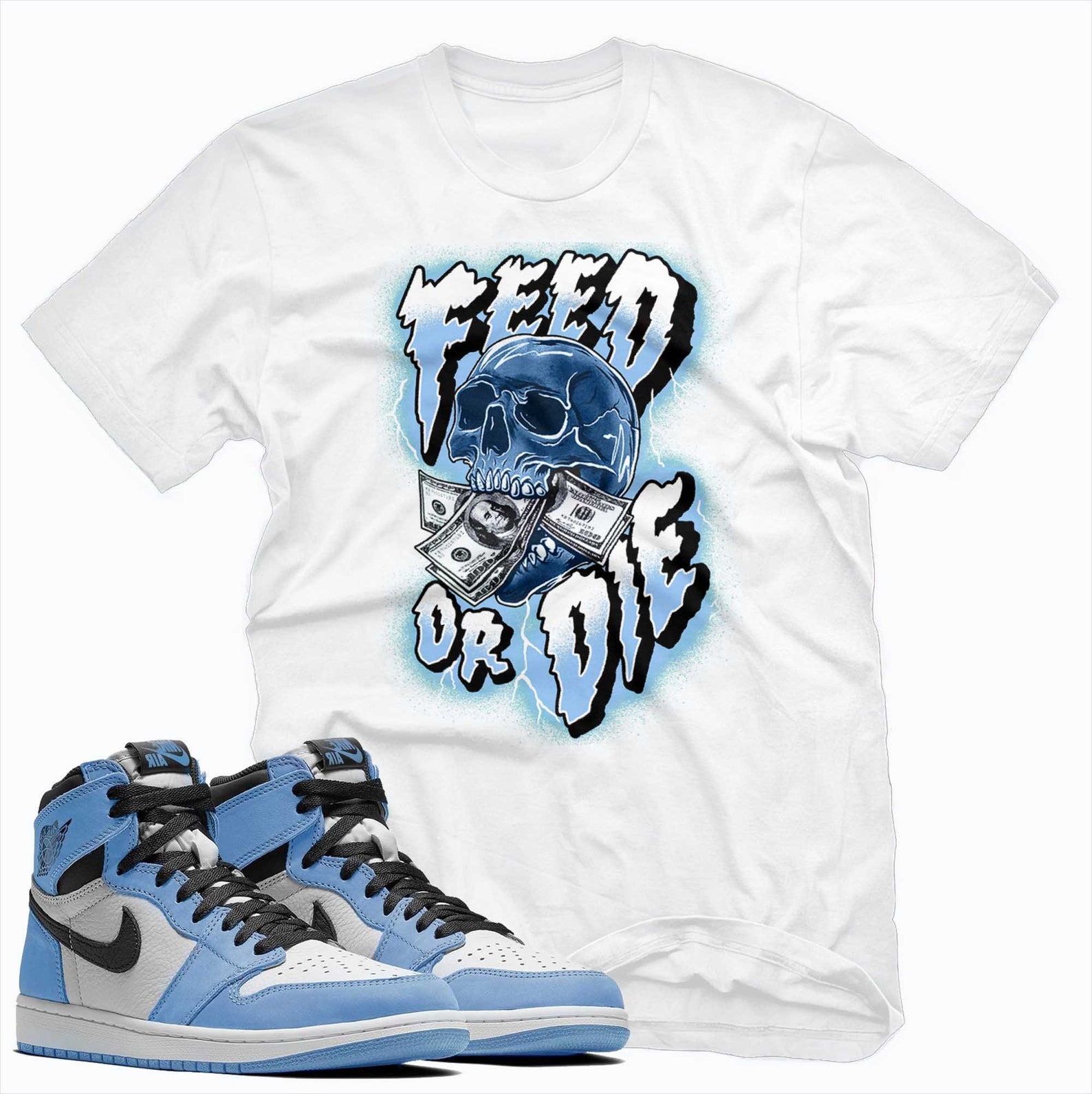 Jordan 1 Universidad Camiseta Azul Feed Or DieUnisex Camiseta Etsy