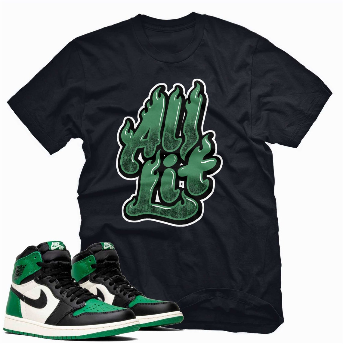 Jordan 1 Pine Green Shirt All Lit Unisex Tee Shirt to Match Etsy
