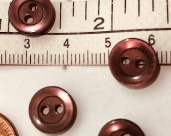 11 mm Vintage, 2-hole, Translucent Claret, Plum Coloured Sewing Buttons (7/pkg)