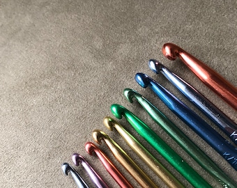 Szydełka Boye, anodowane aluminium, zwężana szyjka, trwałe wykończenie