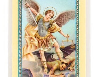 St. Michael Archangel Laminated Prayer Card, Italian Artwork