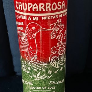 Chuparrosa Hummingbird True Love Amor Verdadero English & Español 7 Day Candle 7 días Vela oración Colibrí Miracle Milagro Red Green Prayer
