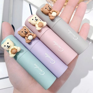 Anime Inspired Lip Gloss Teddy Bear BUY 4, GET 1 FREE Colors Lipstick Tint Japanese Shimmer Matte Balm Velvet Sequin Cosplay Makeup Korean