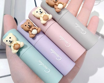 Anime Inspired Lip Gloss Teddy Bear BUY 4, GET 1 FREE Colors Lipstick Tint Japanese Shimmer Matte Balm Velvet Sequin Cosplay Makeup Korean
