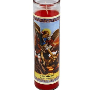 Saint Michael Archangel Candle St. Michael San Miguel Arcángel Vela English & Español Prayer Oración