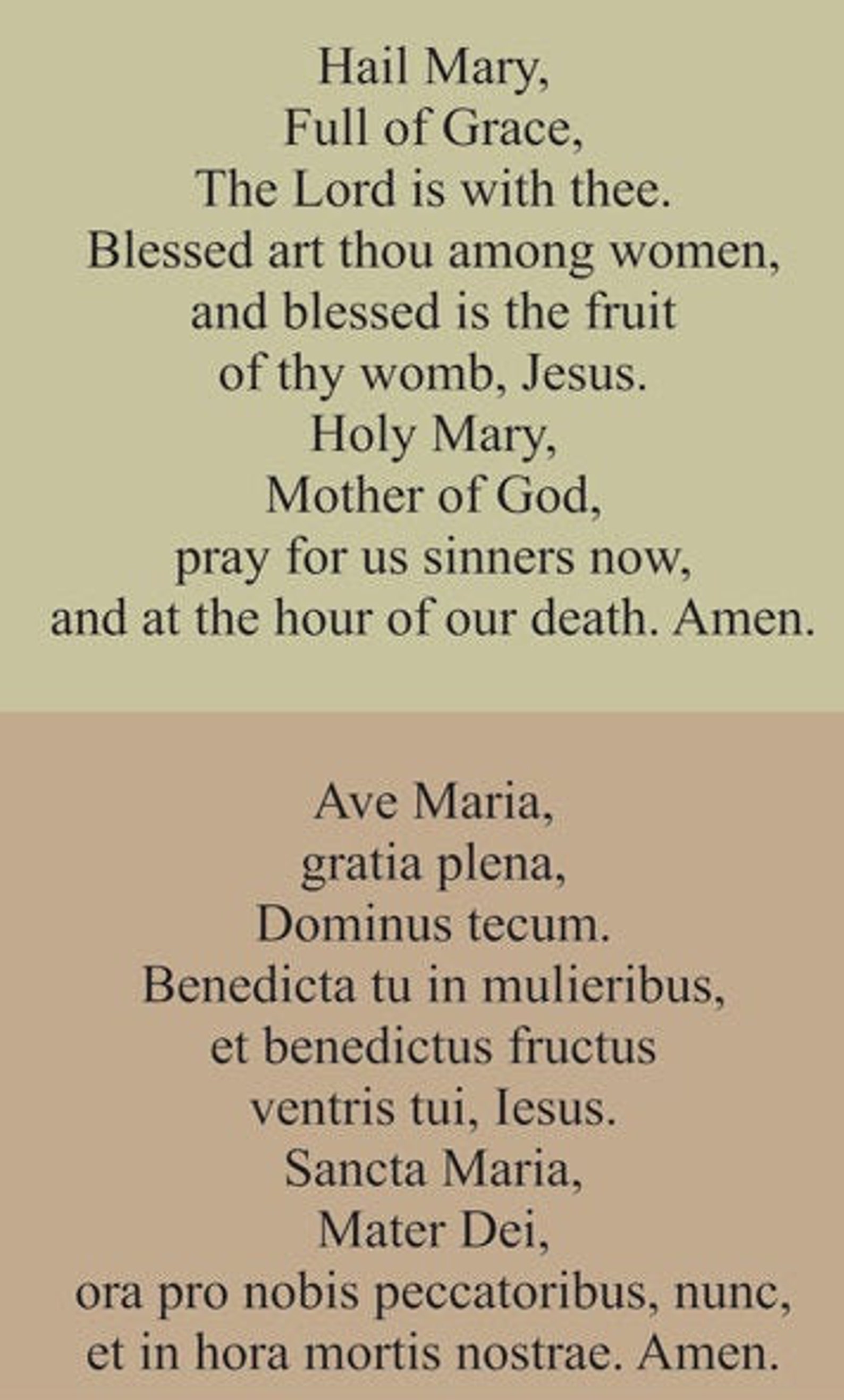 Ave Maria Hail Mary Latin/english Prayer Card Glossy Tarjeta De Oración ...