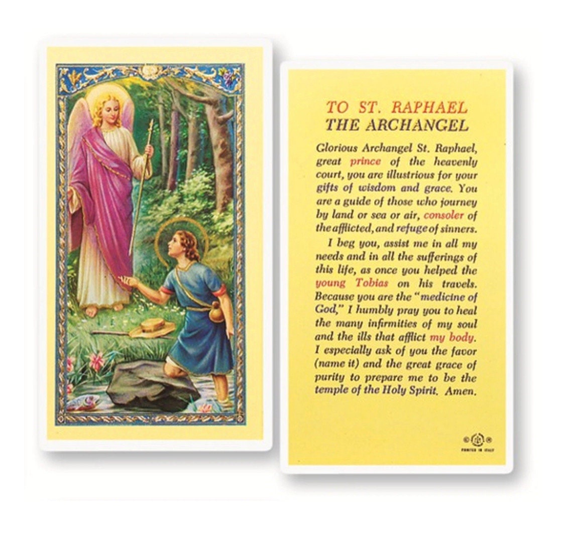 St. Raphael Laminated Prayer Card Tarjeta De Oración Laminada - Etsy