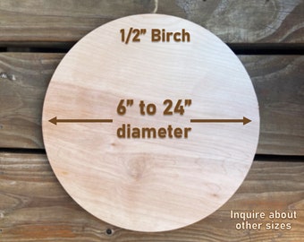 6" to 24" Unfinished Wood Craft Circles, 1/2" Thick Birch Plywood