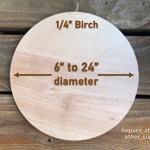 6" to 24" Unfinished Wood Craft Circles, 1/4" Thick Birch Plywood