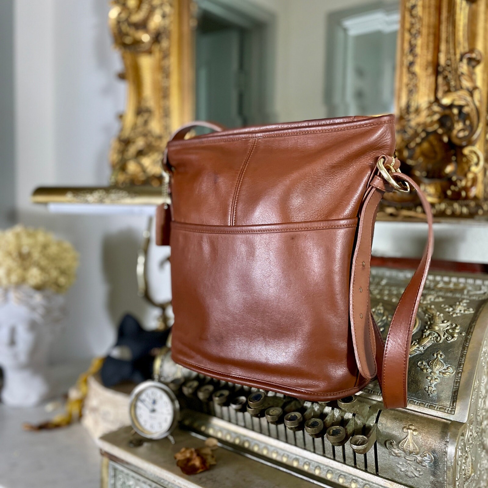 バッグ Old Coach Leather ShoulderBag Brown 4153 Old COACH Leather Shoulder Bag Brown Made In USA Vintage J6C