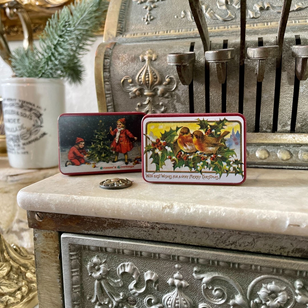 Vintage Lillian Vernon Christmas Tins Holiday Decor Decoration