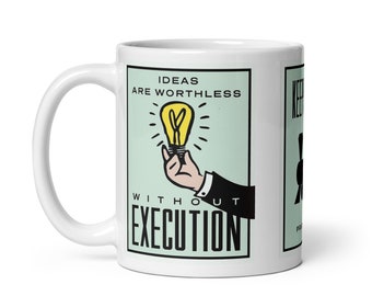 Monopoly Themed Mug - Keep Pushing, Hustle, Exceed Expectations | Motivational Coffee Cup