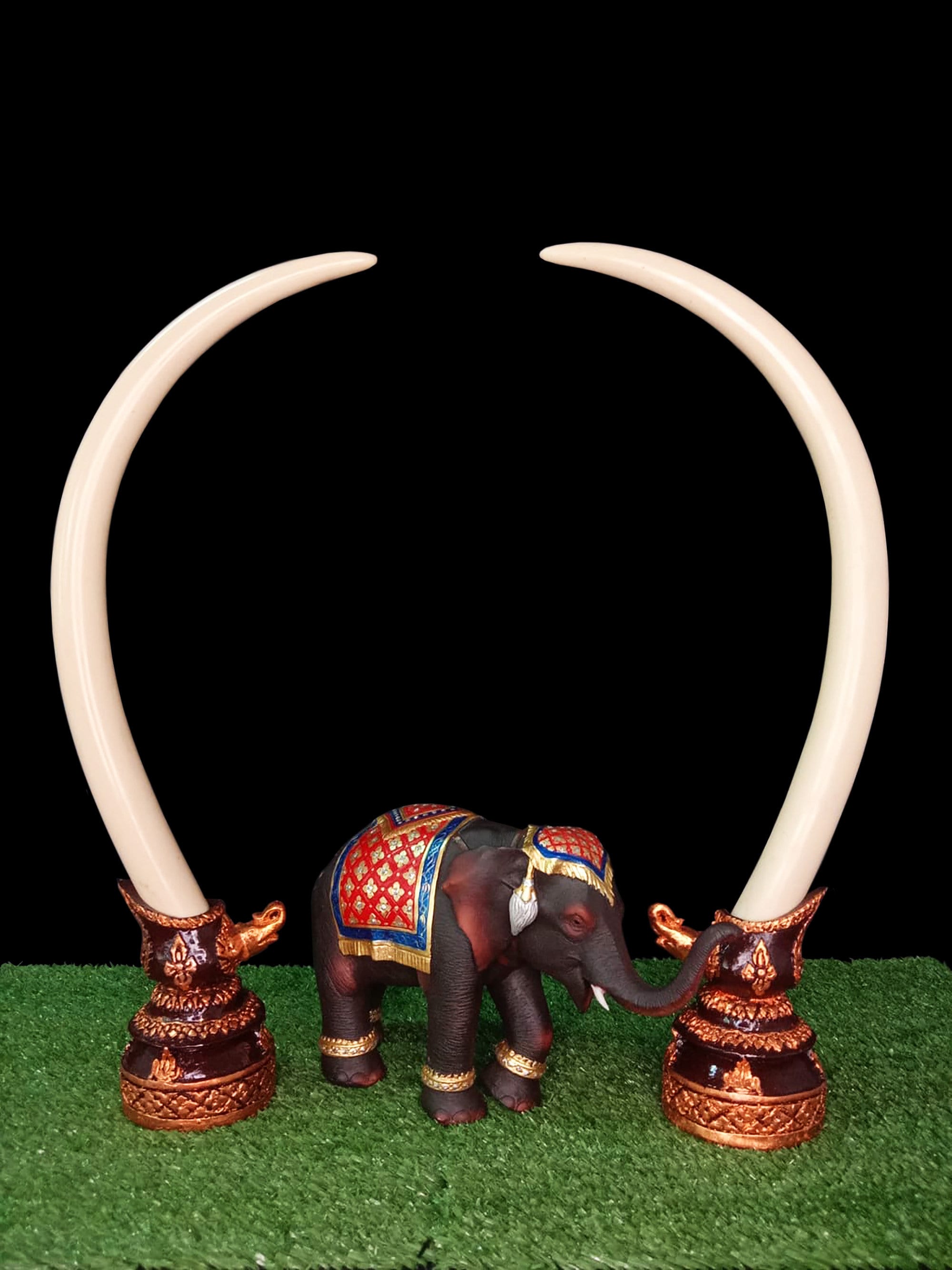 Faux Tusk/Ivory Elephant Resin Artwork on Base_version004 1 | Etsy