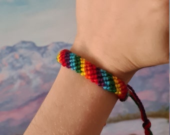 Rainbow Friendship bracelet (Pride bracelet, candy striped or stacked)