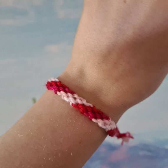 Red and white friendship deals bracelet