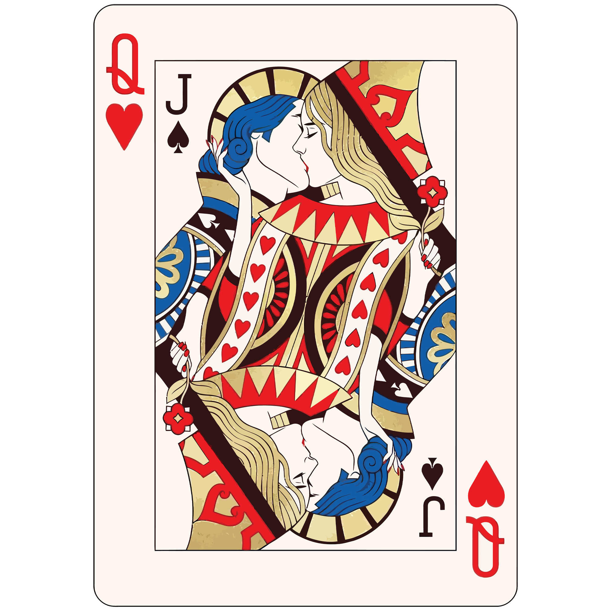 King Queen and Jack of Hearts Playing Cards Cross Stitch 