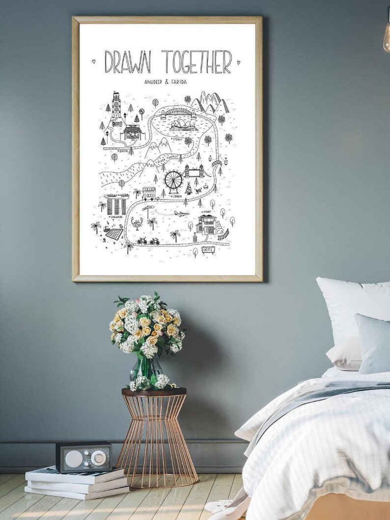 Personalised Relationship Map of Your Love Story | Drawntogether Maps ...