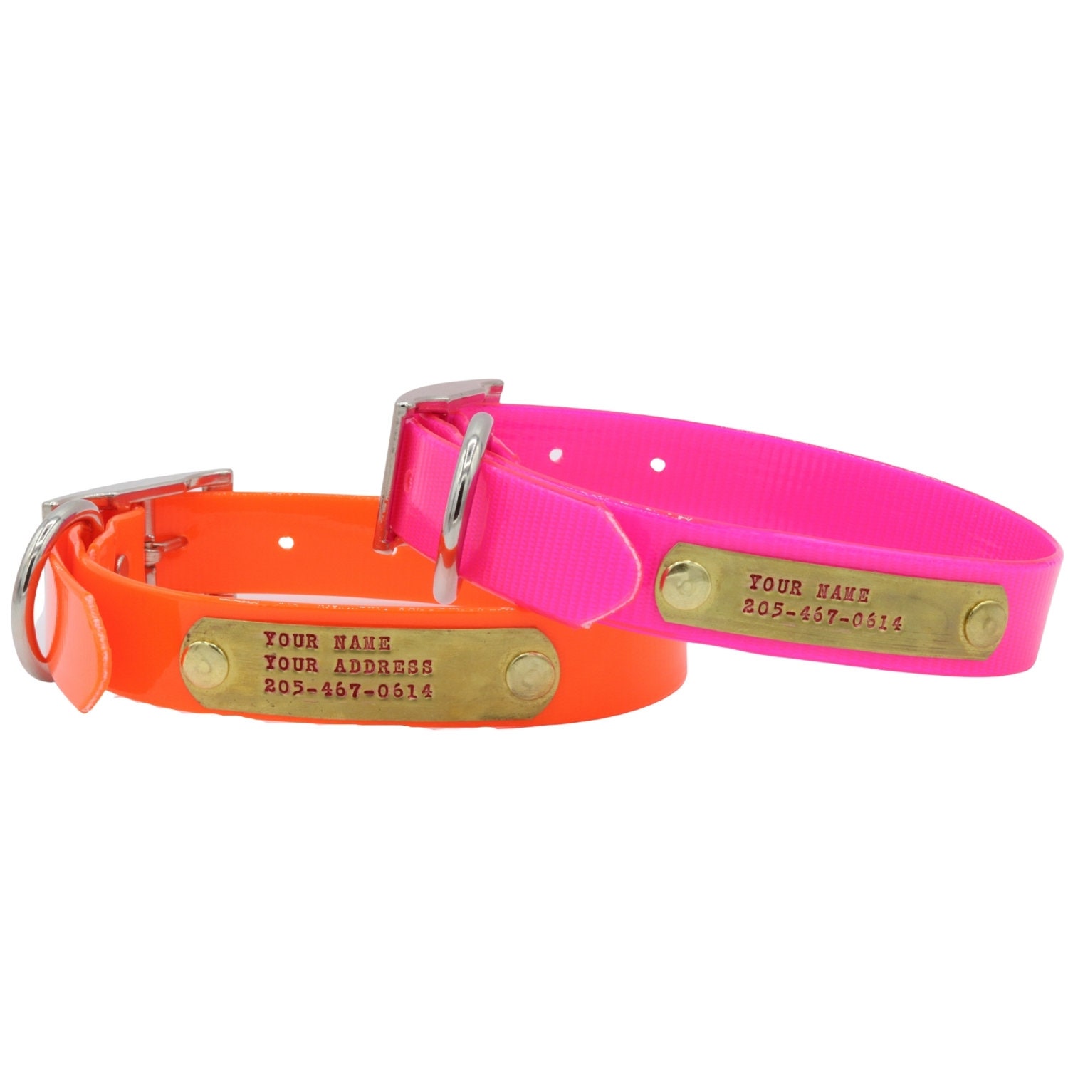 Personalized Hunting Collar with Brass Name Plate Waterproof Etsy