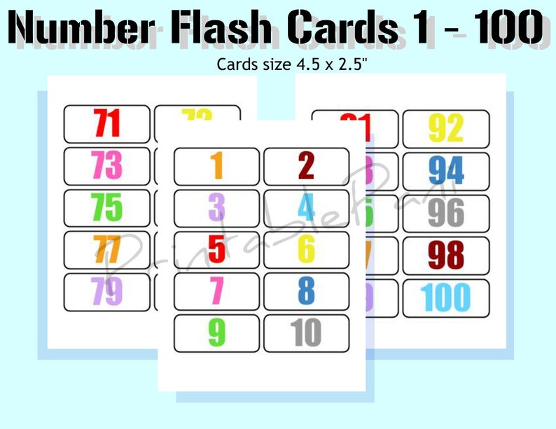 number flash cards printable flash cards 1 100 pdf etsy