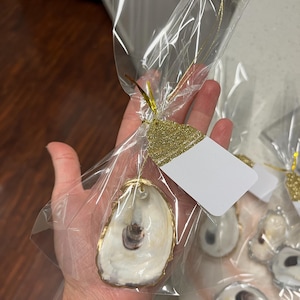 Gold Hanging Oyster Shell Car Rear View Mirror Charm/ Ornament- GOLD