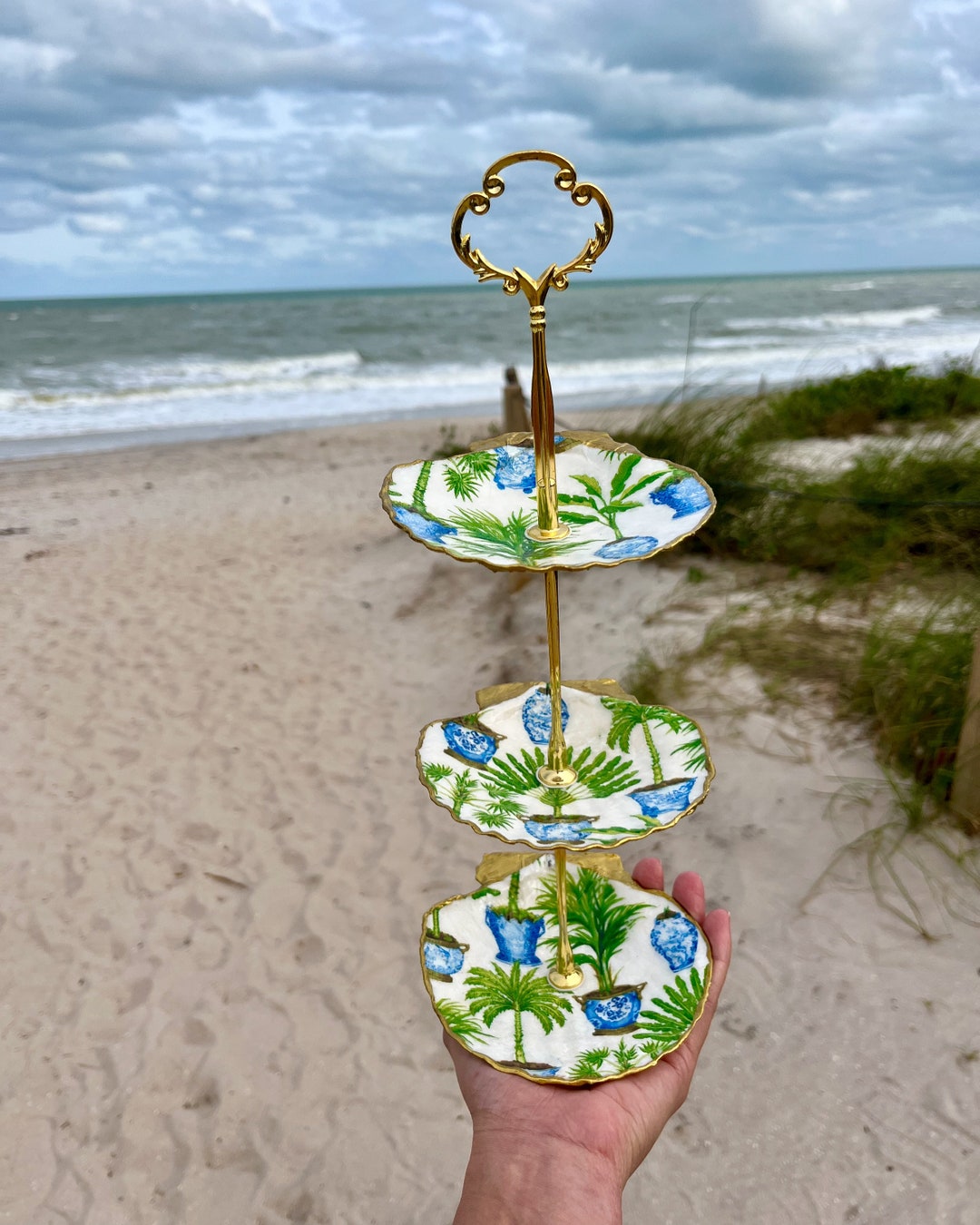 Tier Shell Tiered Shell Trinket Dish - Etsy
