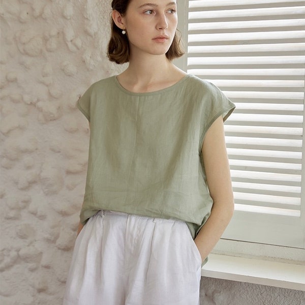 Linen Sleeveless Top, Women Linen Blouse, Linen Blouse Top, Linen Tank Top, Linen Tops, Blouses For Women, Women's clothing