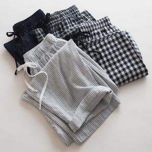 Pantalon de survêtement à carreaux 100 % coton, Pantalon de pyjama décontracté pour femme, Pantalon relaxant pour femme