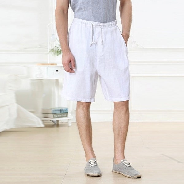 100% linen Shorts for Men, Summer men linen Shorts, Beach Linen Shorts, Men's casual Shorts